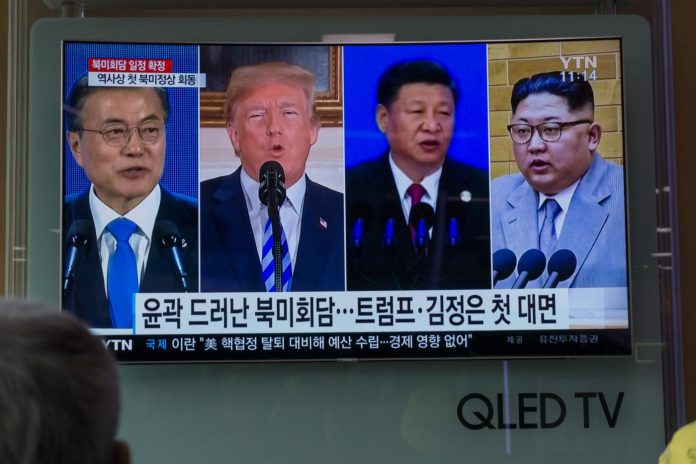 Moon Jae-in, Donald Trump, Xi Jinping, Kim Jong-un