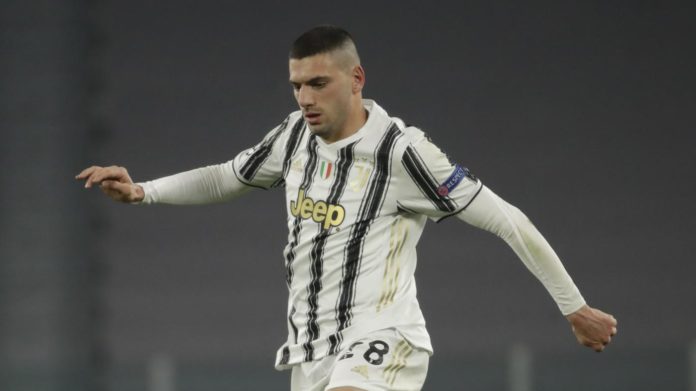 Juventus' Merih Demiral controls the ball during the Champions League, round of 8, second-leg soccer match between Juventus and Porto at the Allianz stadium in Turin, Italy, Tuesday , March 9, 2021. (AP Photo/Luca Bruno)