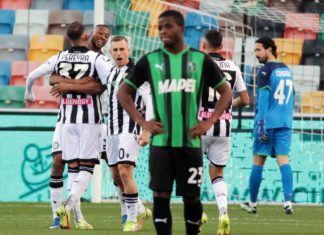 Calcio: l’Udinese ritrova il successo, Sassuolo ko 3-2. Decide Beto