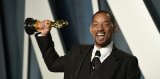 Oscar 2022, Vanity Fair Party Will Smith arrives at the Vanity Fair Oscar Party on Sunday, March 27, 2022, at the Wallis Annenberg Center for the Performing Arts in Beverly Hills, Calif. (Photo by Evan Agostini/Invision/AP)