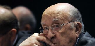 Convegno 'Cattolicesimo politico e le sfide del terzo millennio', con Ciriaco De Mita e Cirino Pomicino Foto Fabio Cimaglia / LaPresse 29-09-2017 Roma Politica Convegno 'Cattolicesimo politico e le sfide del terzo millennio', con Ciriaco De Mita e Cirino Pomicino Nella foto Ciriaco De Mita Photo Fabio Cimaglia / LaPresse 29-09-2017 Roma (Italy) Politic Congress' political Catholicism and the challenges of the third millennium ', with Ciriaco De Mita and Cirino Pomicino In the pic Ciriaco De Mita