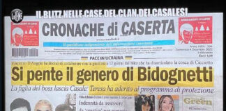 La prima pagina di Cronache di Caserta mostrata durante il servizio di Giulio Golia per le Iene su Italia1