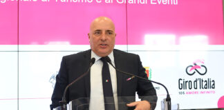 Foto Tano Pecoraro/LaPresse 29 Marzo 2022 - Genova, Italia Cronaca Conferenza Giro D’Italia Nella foto: Giovanni Berrino Photo Tano Pecoraro/LaPresse March 29, 2022 - Genoa, Italy Chronicle Giro D’Italia Conference In the photo: Giovanni Berrino