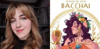 Flavia de Vita e la copertina del suo fumetto "Bacchai"