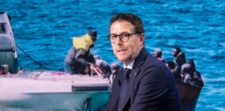 Foto Mauro Scrobogna /LaPresse 20-09-2023 Roma (Italia) - Politica - RAI - trasmissione Porta a Porta Nella foto: il sottosegretario all’interno Nicola Molteni ospite della trasmissione condotta da Bruno Vespa September 20, 2023 Rome (Italy) - Politics- RAI - Porta a Porta broadcast In the photo: Undersecretary of interior Nicola Molteni guest of the program conducted by Bruno Vespa