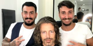 Raffaele e Damiano Annunziata insieme all'attore Francesco Testi
