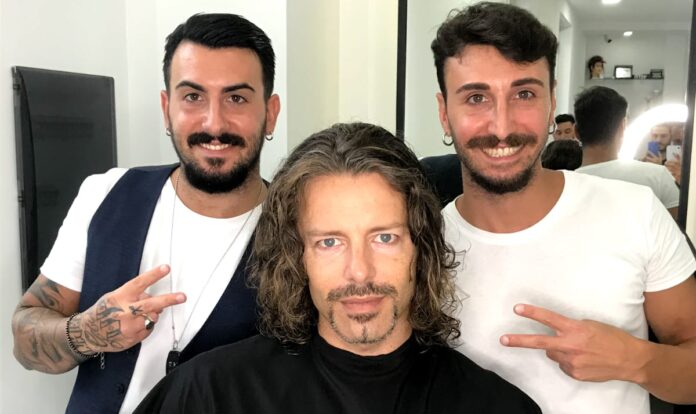 Raffaele e Damiano Annunziata insieme all'attore Francesco Testi