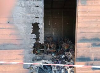 Fiamme al chiosco dei fiori vicino al cimitero: incendio spento dai pompieri