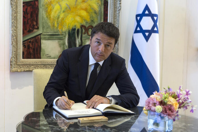 Matteo Renzi incontra il Presidente dello Stato di Israele Reuven Rivlin Foto Roberto Monaldo / LaPresse 22-07-2015 Gerusalemme (Israele) Politica Matteo Renzi incontra il Presidente dello Stato di Israele Reuven Rivlin Nella foto Matteo Renzi firma il libro degli ospiti Photo Roberto Monaldo / LaPresse 22-07-2015 Jerusalem (Israel) Matteo Renzi meets the President of the State of Israel Reuven Rivlin In the photo Matteo Renzi