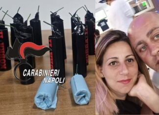 NOMI E FOTO. In auto con botti pericolosi accanto ai figli: arrestati marito e moglie. 29 ordigni di tipo ‘Cobra’ e ‘Cipolla’ dal peso di 2 chili e mezzo sotto sequestro