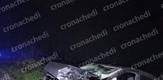 Una delle vetture coinvolte nel tragico incidente a Casal di Principe