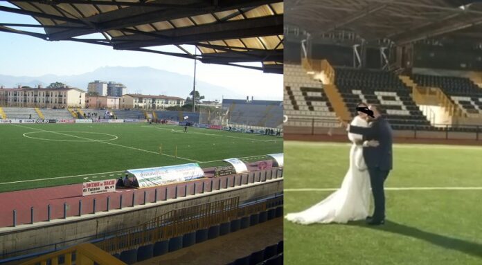 Stadio Giraud e la coppia di sposi Stadio Giraud e la coppia di sposi