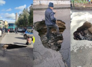 Si apre una voragine a Bagnoli. Bloccati i tir dell’America’s Cup Voragine a Bagnoli