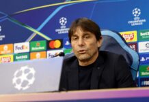 Napoli’s head coach Antonio Conte During the Napoli-Chelsea Champions League press conference in the press room at the Diego Armando Maradona Stadium on January 27, 2026.