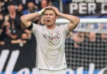 Scandalo a Bergamo, l’arbitro nega un rigore e il 2-0 al Napoli. Manna: “Solo Chiffi ha visto quel fallo: vergogna” Napoli’s Rasmus Hojlund disappointed during the Serie A soccer match between A.C Atalanta B.C. and Napoli at the New Balance Arena in Bergamo, Italy - Sunday, February 22, 2026. Sport - Soccer . (Photo by Stefano Nicoli/Lapresse)