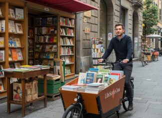 Milano: libraio itinerante sfida Amazon in bici Cultura ecologica