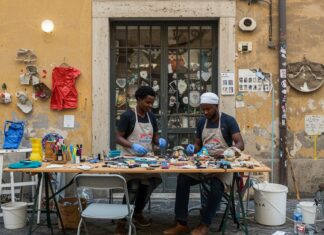 Roma: rifugiati creano arte dai rifiuti di plastica Arte riciclata