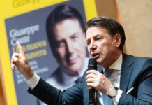 Conte a Cronache: “Il Pnrr? Occasione per il Sud. Ma l’hanno sprecata” Il presidente M5S Giuseppe Conte in occasione della presentazione del libro di Giuseppe Conte Una nuova primavera' . Roma Lunedì 13 Aprile 2026 (photo by Mauro Scrobogna / LaPresse) M5S President Giuseppe Conte at the presentation of his book, "A New Spring." Rome, Monday April 13 2026 (photo by Mauro Scrobogna / LaPresse)