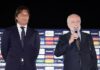 De Laurentiis-Conte, partita a carte scoperte. Il tecnico non ha altre offerte sul tavolo Antonio Conte and Aurelio De Laurentiis Naples 26 June 2024, Royal Palace, Teatrino di Corte. presentation of the new SSC Napoli coach Antonio Conte.