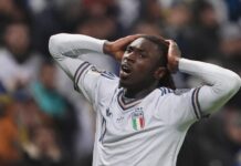 Addio Mondiali, l’Italia perde ai rigori in Bosnia: azzurri a casa per la terza volta consecutiva Moise Kean of Italy during the final soccer match for the qualification for the 2026 World Cup between Bosnia Herzegovina and Italy at the Stadion Bilino Polje in Zenica, Bosnia Erzegovina. - March 31 , 2026. Sport - Soccer . (Photo by Fabio Ferrari/LaPresse)