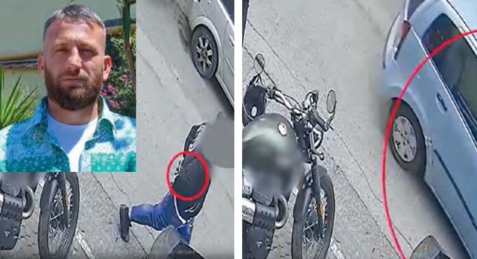 Vincenzo Cortese e l'auto colpita dagli spari