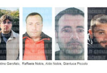Indagini sul clan Zagaria, minacce e inseguimenti nella guerra per la gestione delle onoranze funebri Da sinistra Costantino Garofalo, Raffaele Nobis, Aldo Nobis, Gianluca Piccolo