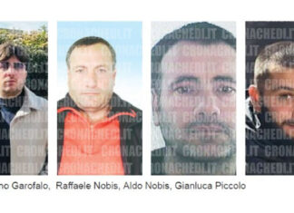 Indagini sul clan Zagaria, minacce e inseguimenti nella guerra per la gestione delle onoranze funebri Da sinistra Costantino Garofalo, Raffaele Nobis, Aldo Nobis, Gianluca Piccolo