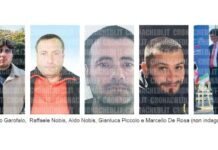 Nuova cellula del clan Zagaria, 8 fermi. Intercettata anche una conversazione con l’ex sindaco di Casapesenna De Rosa (non indagato) Da sinistra Costantino Garofalo, Raffaele Nobis, Aldo Nobis, Gianluca Piccolo e Marcello De Rosa (non indagato)
