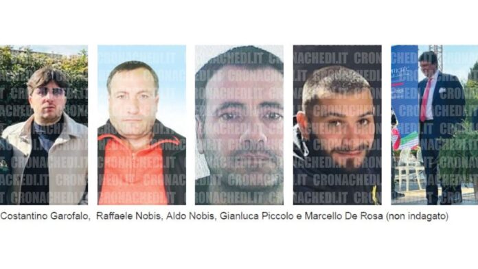 Da sinistra Costantino Garofalo, Raffaele Nobis, Aldo Nobis, Gianluca Piccolo e Marcello De Rosa (non indagato)