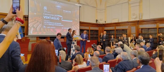 Ignazio La Russa durante la cerimonia del Ventaglio in Senato Ignazio La Russa durante la cerimonia del Ventaglio in Senato