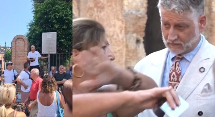 Proteste degli sfollati a Pozzuoli e il ministro Alessandro Giuli