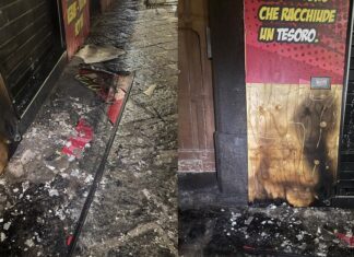 Incendiata nella notte la saracinesca di un pub di Nola Incendiata la saracinesca di Uosm e Vasm