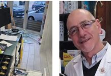 Raid alla parafarmacia Iadevaia a Maddaloni. L’assalto con ‘spaccata’ eseguito da una gang nella notte La parafarmacia devastata. A destra, Francesco Iadevaia